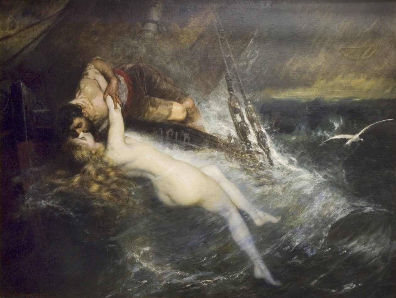 The Kiss Of The Siren (olje på lerret) av Gustav Wertheimer