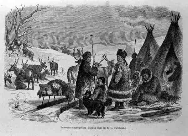 Samoyede Encampment, fra The History of Mankind av prof. Friedrich Rayzel, pub. i 1904 av Gustav after Sundblad