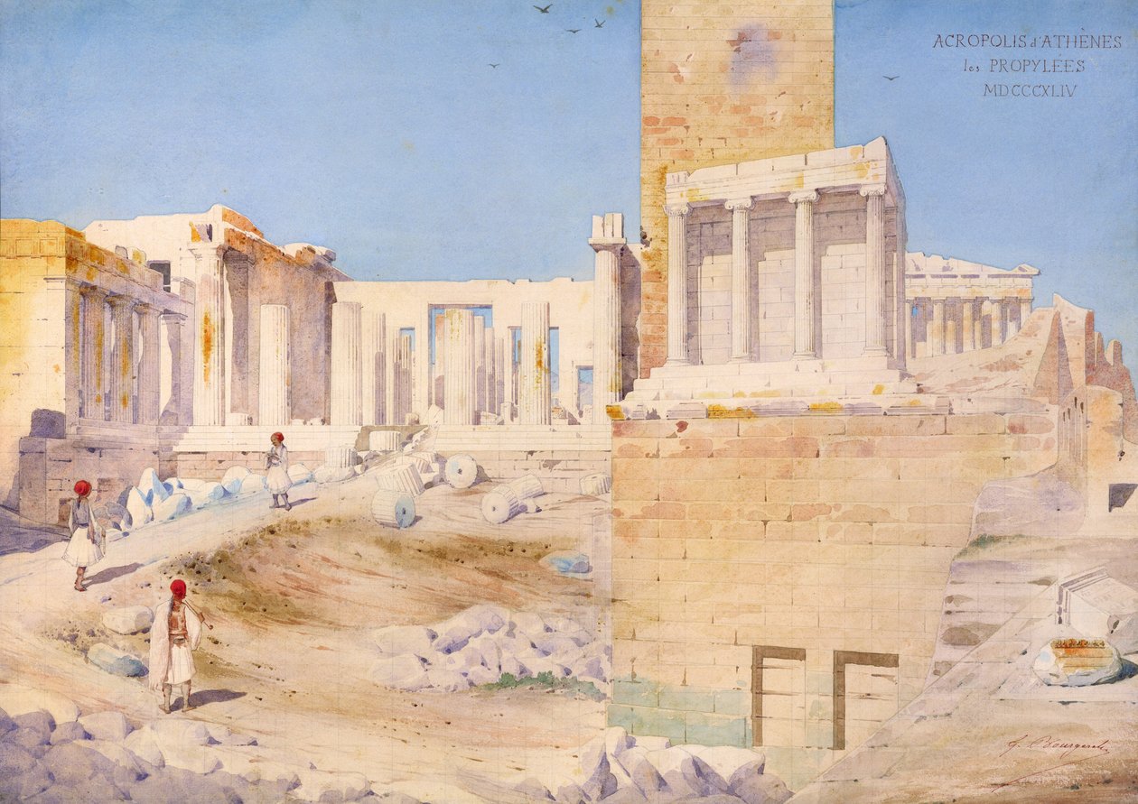Akropolis i Athen, 1844 av Gustave Bougerel
