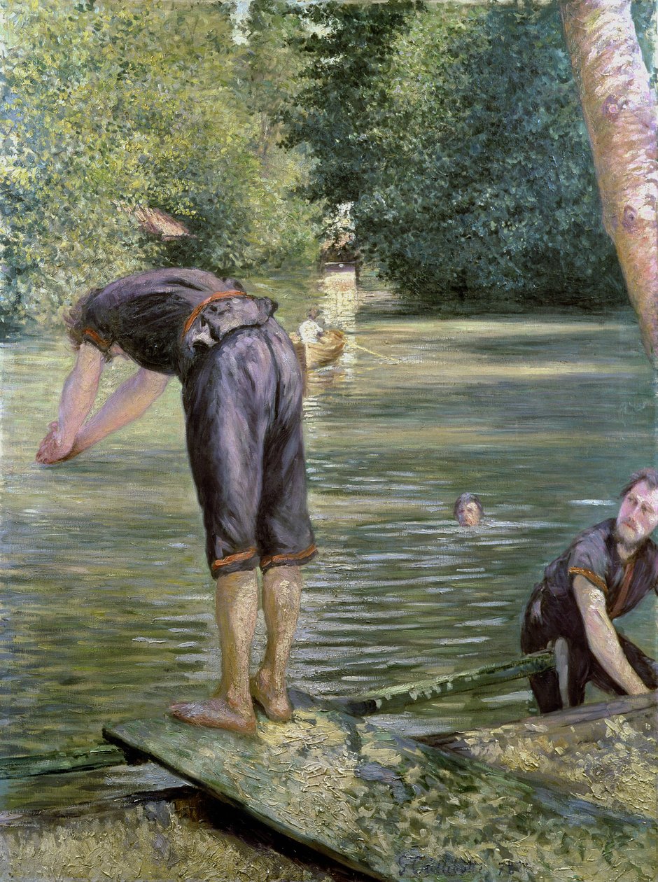 Badende på bredden av Yerres, 1878 av Gustave Caillebotte