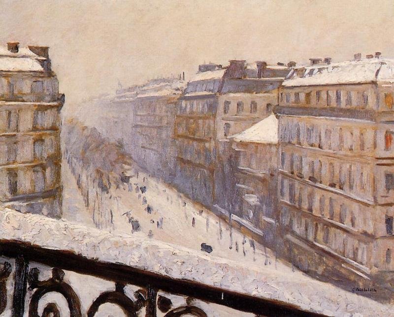 Boulevard Haussmann, snøeffekt av Gustave Caillebotte