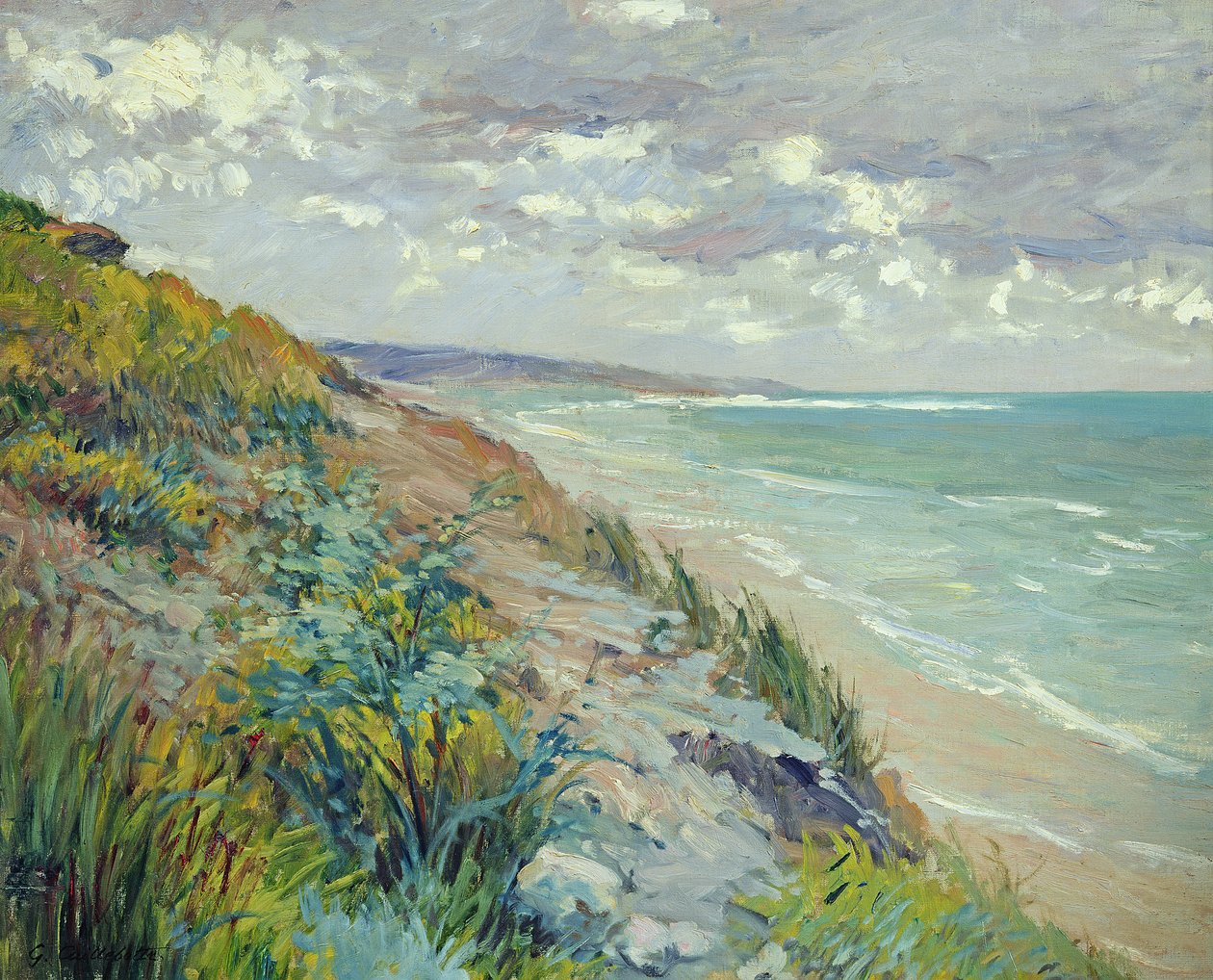 Klipper ved sjøen ved Trouville av Gustave Caillebotte