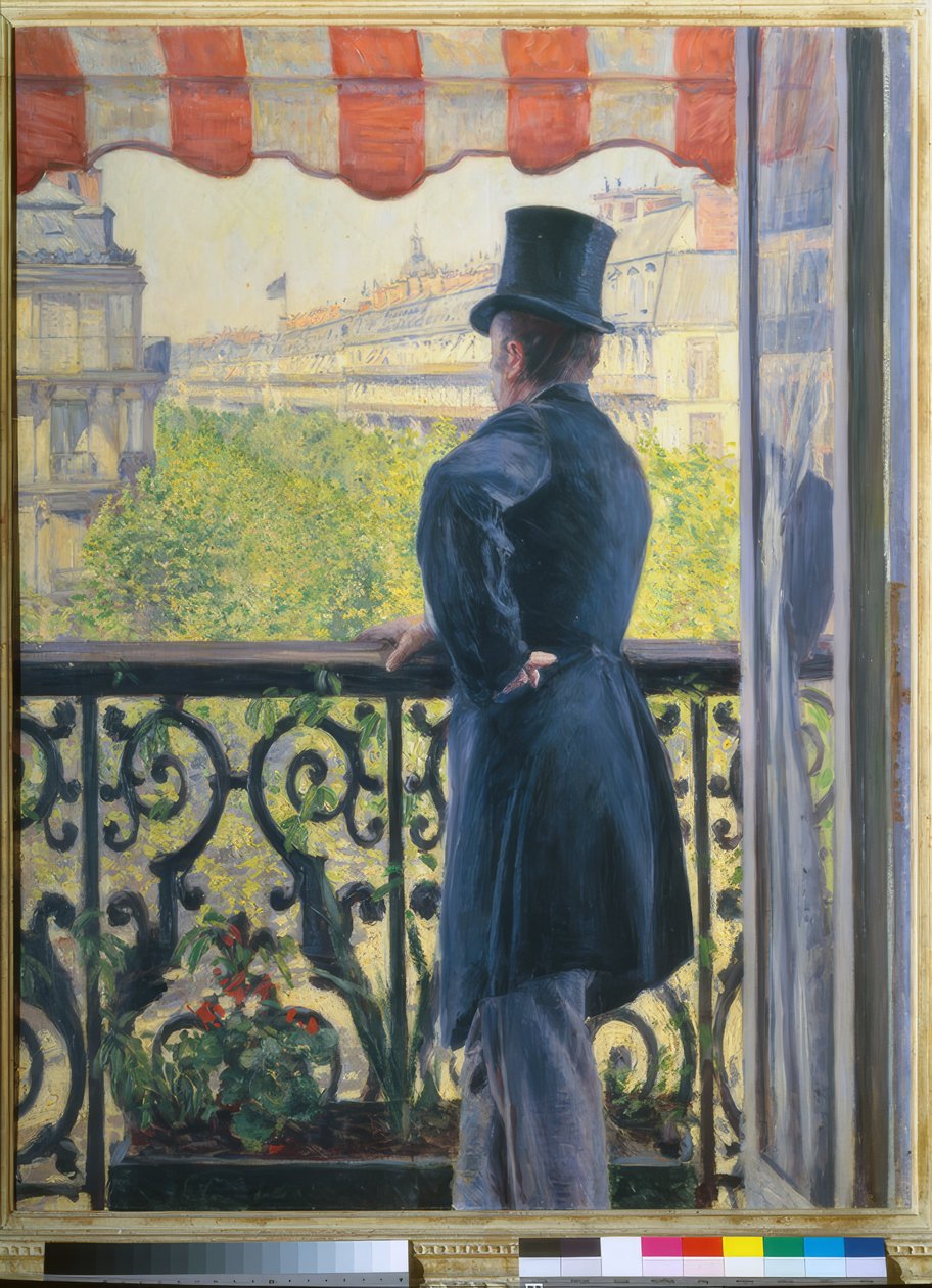 Mann på balkong, Boulevard Haussmann av Gustave Caillebotte