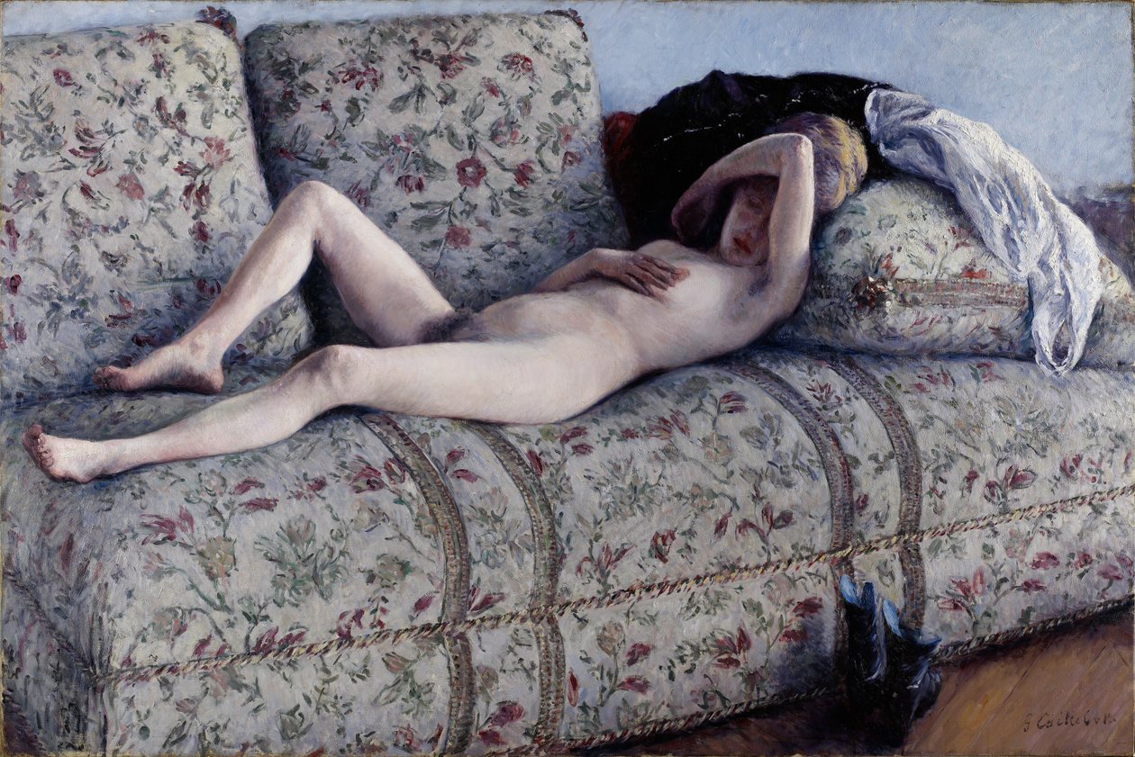 Naken på en sofa, ca. 1880 av Gustave Caillebotte