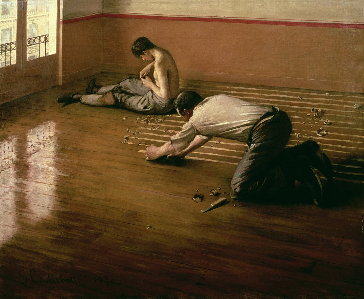 The Parquet Planers, 1876 (liten versjon) av Gustave Caillebotte
