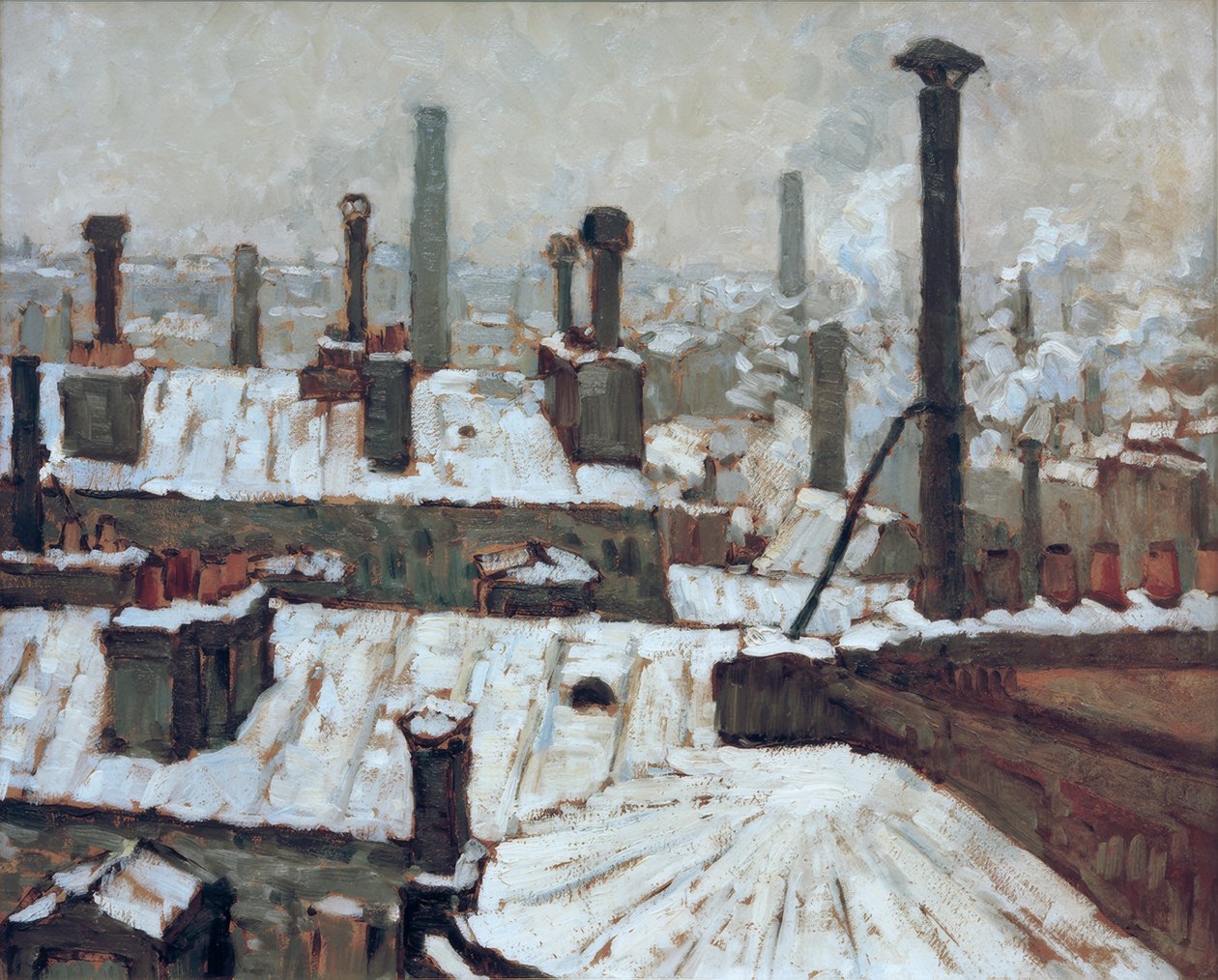 Snødekte tak av Gustave Caillebotte
