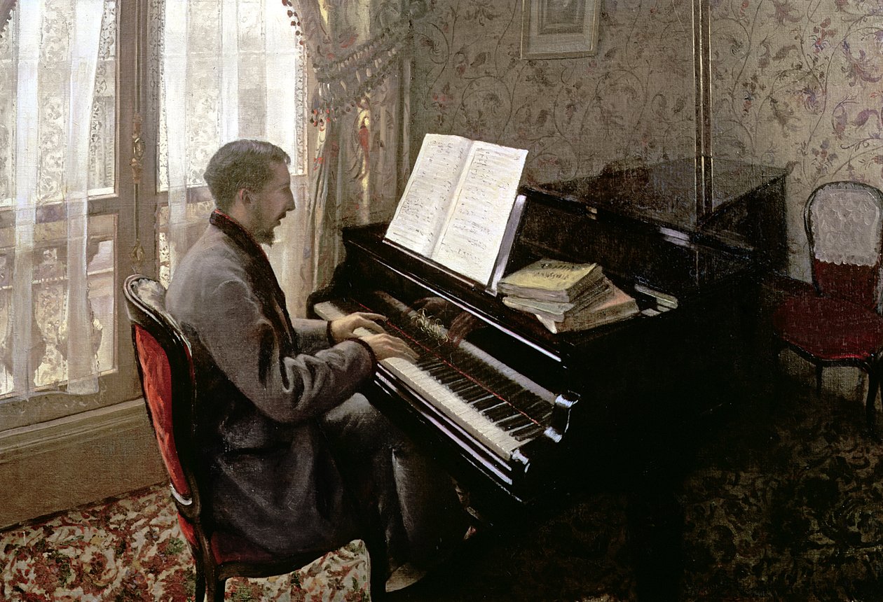 Ung mann som spiller piano, 1876 av Gustave Caillebotte