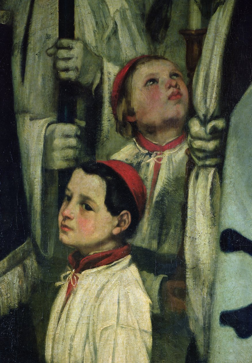 A Burial at Ornans detalj av en korgutt, 1849-1850 olje på lerret av Gustave Courbet