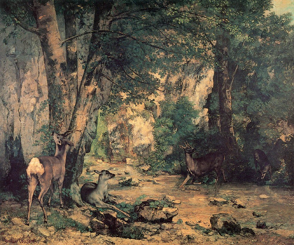 En kratt av hjort ved bekken av Plaisir-Fountaine av Gustave Courbet