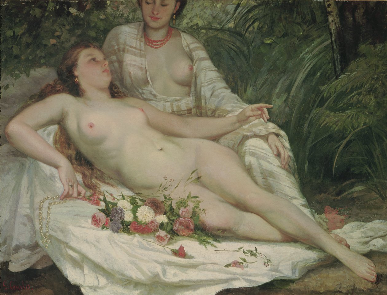 Badende eller to nakne kvinner av Gustave Courbet