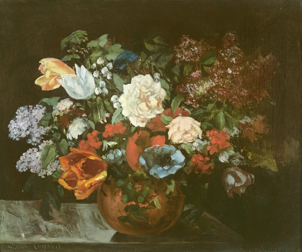 Bukett med blomster, 1863 av Gustave Courbet