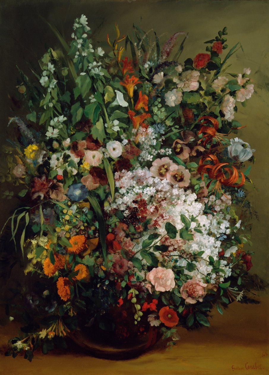 Bukett blomster i en vase av Gustave Courbet