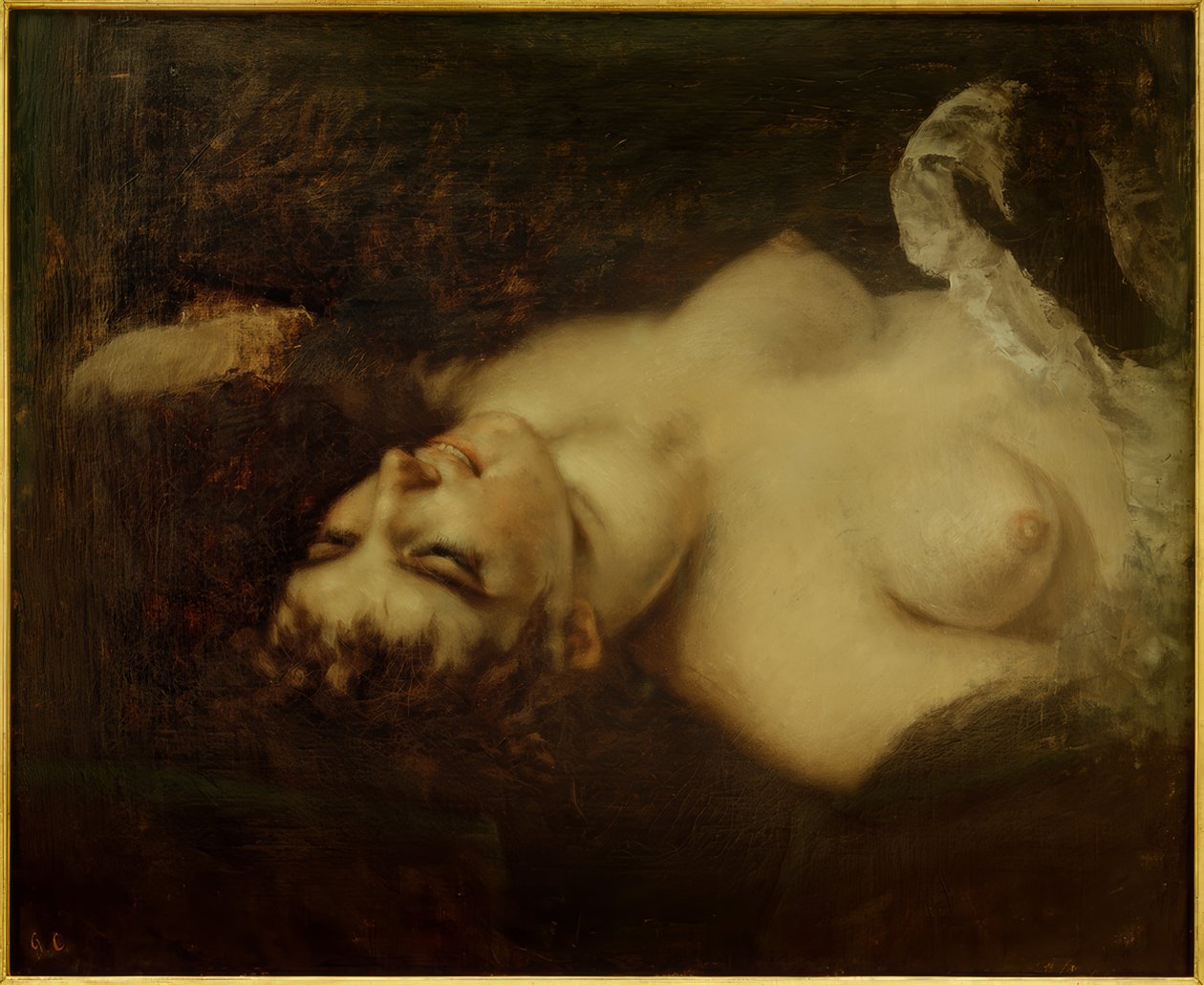 Naken kvinne, studie for "La Femme au parroquet" av Gustave Courbet