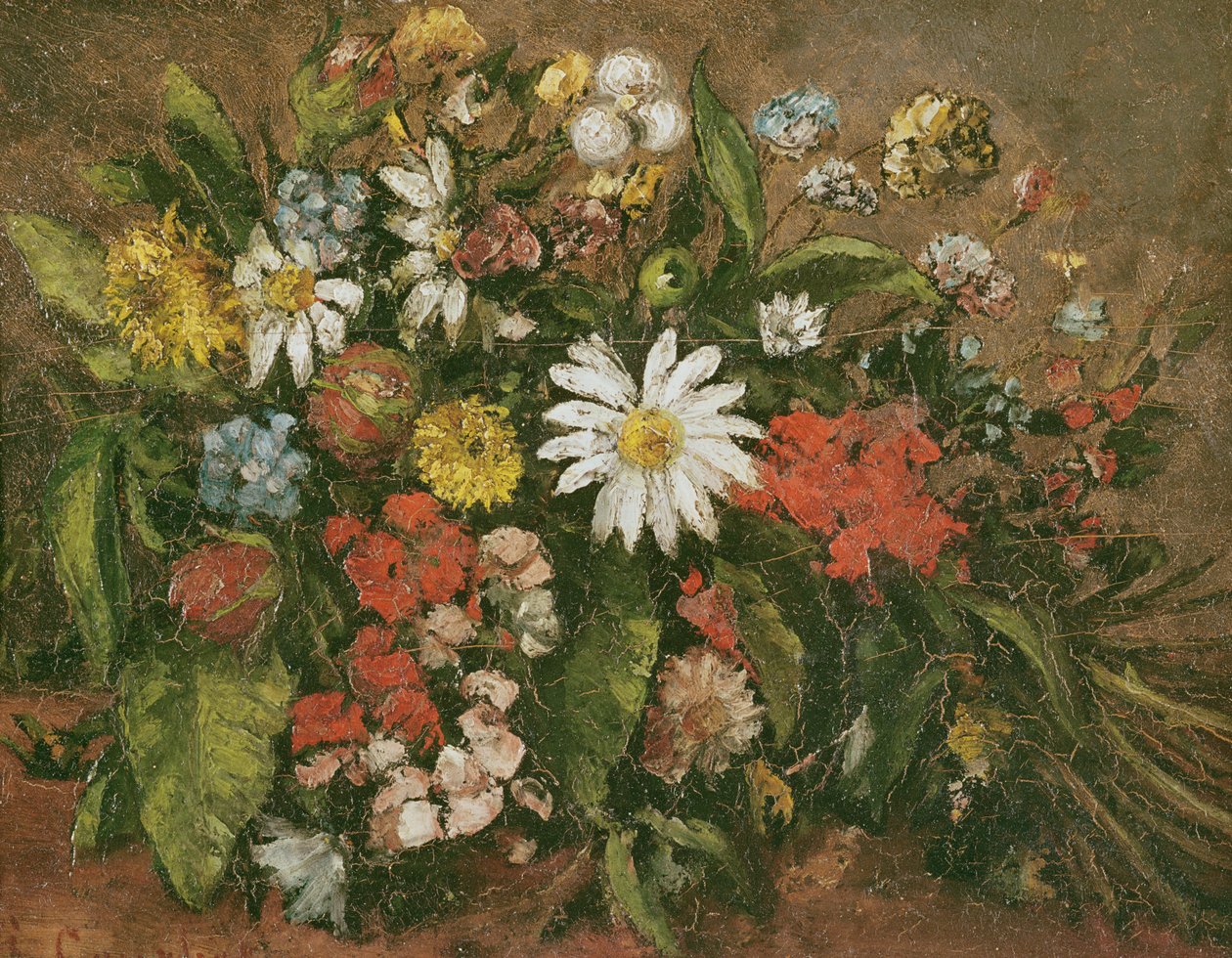 Blomster, 1871 (olje på tre) av Gustave Courbet