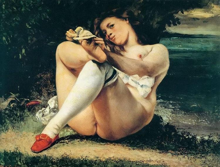 Kvinnen med de hvite strømpene av Gustave Courbet