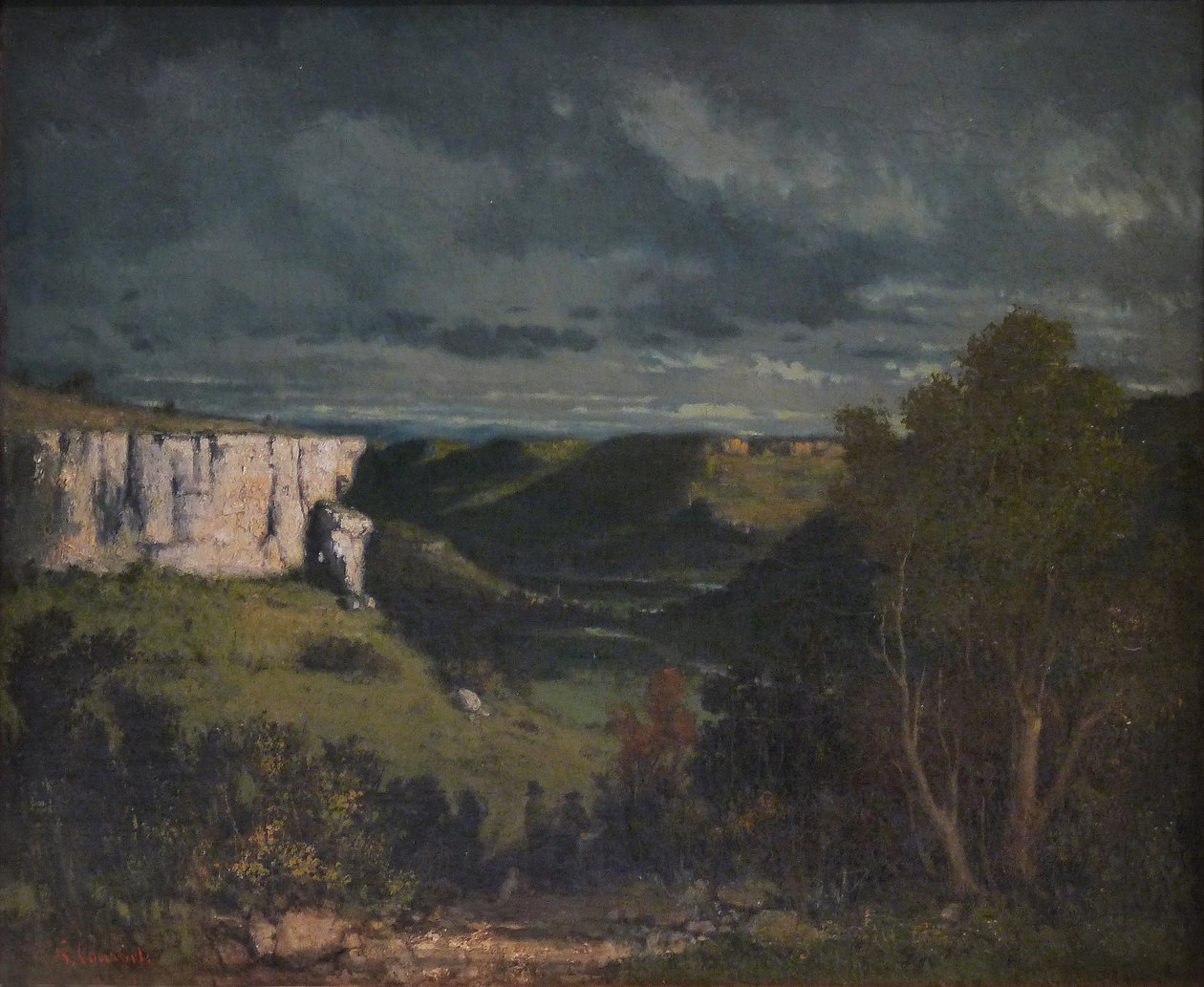 Loue -dalen ved stormfull himmel av Gustave Courbet