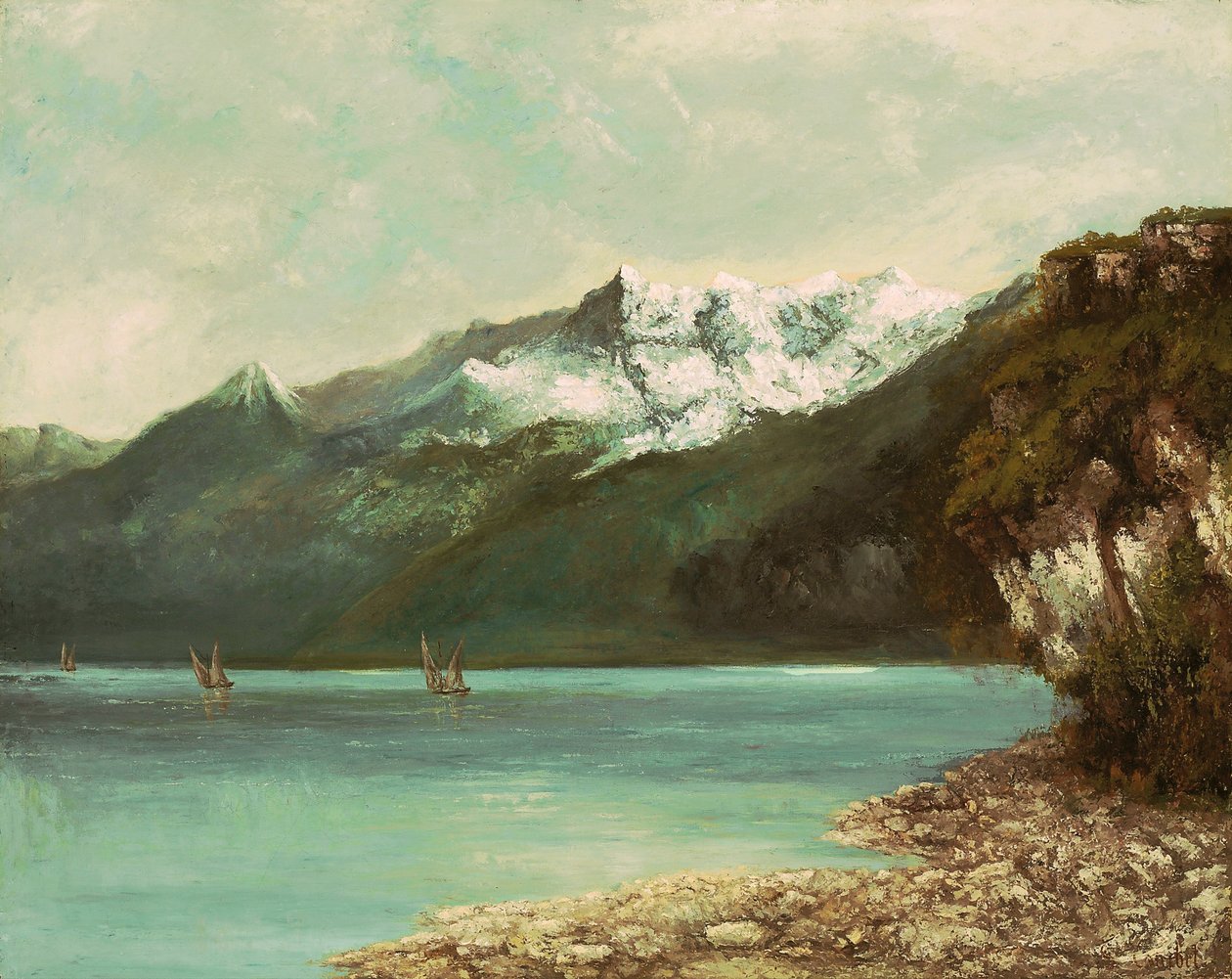 Genfersjøen og Dents du Midi, 1877 av Gustave Courbet