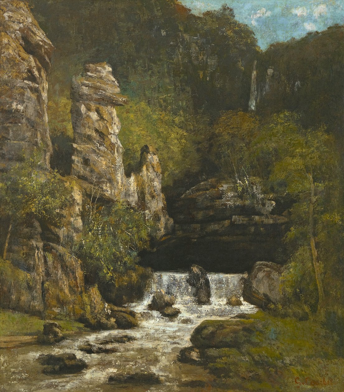 Landskap med en foss, ca. 1865 av Gustave Courbet