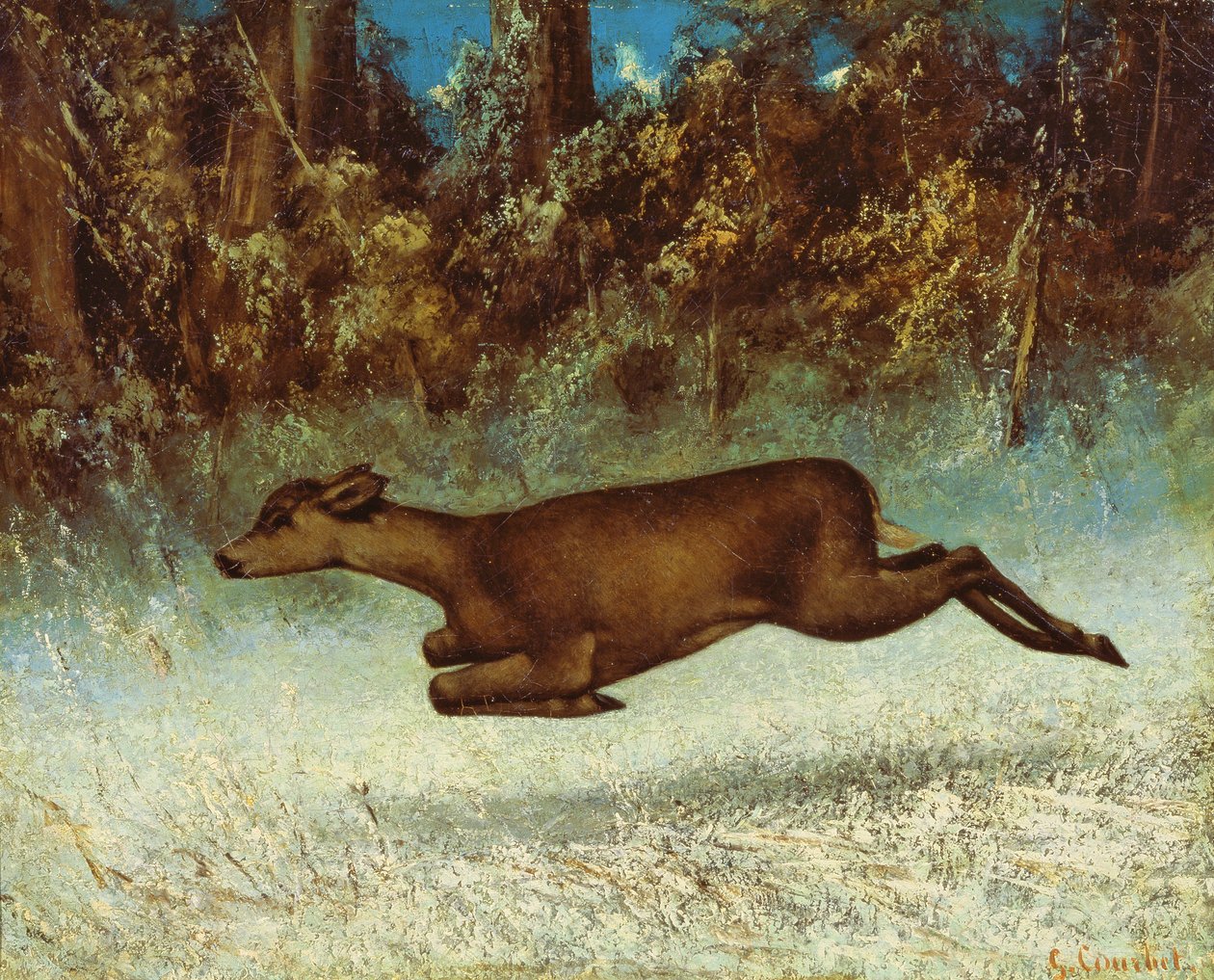 Springende Doe av Gustave Courbet