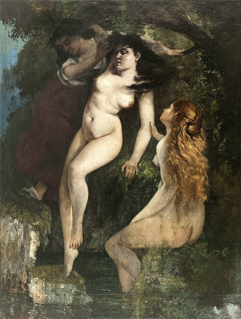 De tre badende av Gustave Courbet