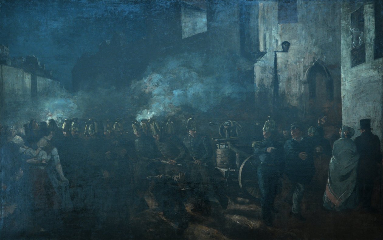 Brannmannskaper løper til en brann av Gustave Courbet