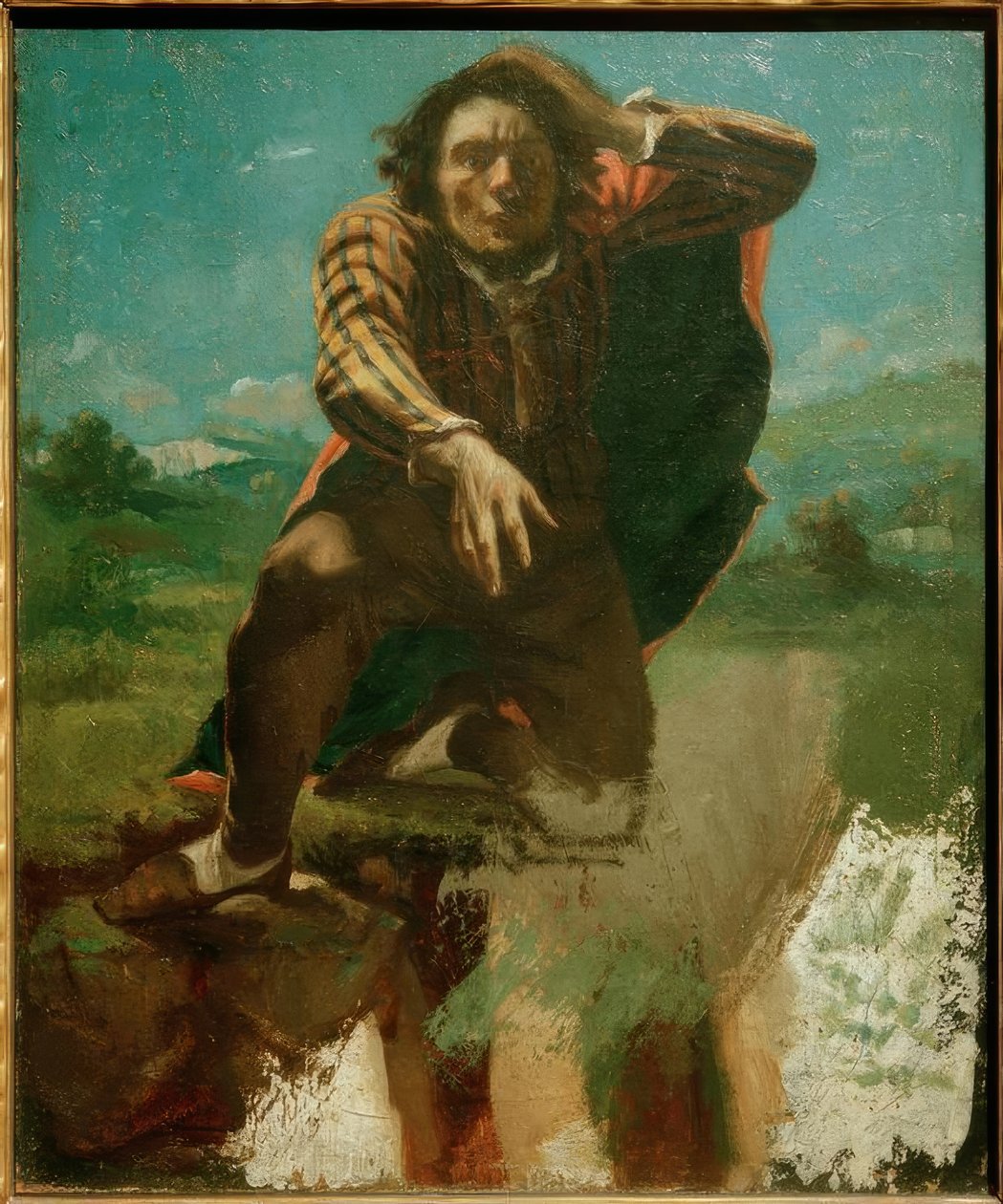 Portrett av kunstneren kjent som Le Fou de Peur av Gustave Courbet