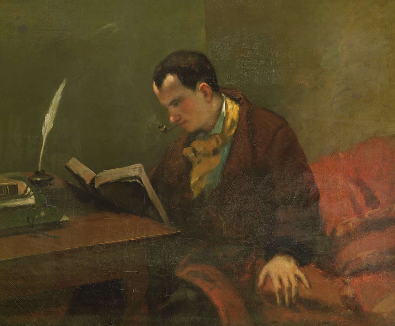 Portrett av Charles Baudelaire (1821-67) 1847 av Gustave Courbet