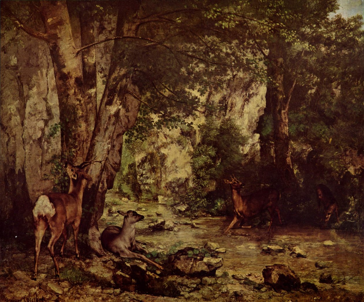 Roebuck i skogen av Gustave Courbet