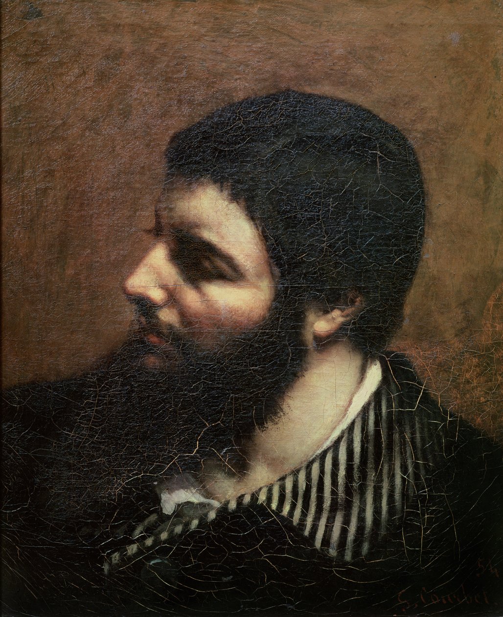 Selvportrett med stripet krage av Gustave Courbet