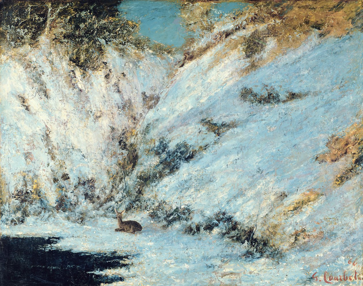 Snølandskap, 1866 av Gustave Courbet