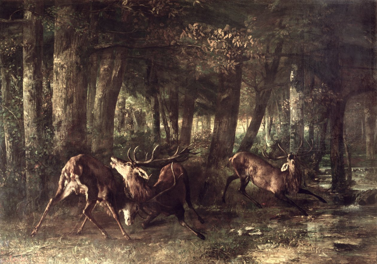Vår, Hjortekamp, 1861 av Gustave Courbet