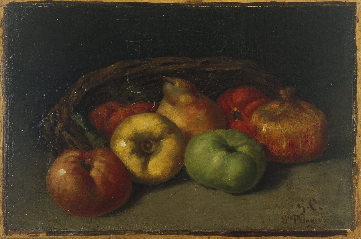 Stilleben med epler, pærer og granatepler av Gustave Courbet
