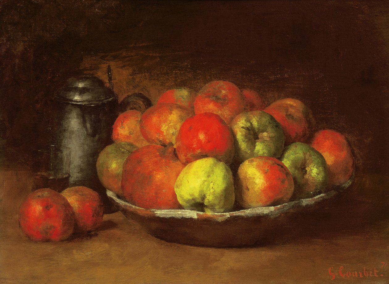 Stilleben med epler og et granateple, 1871-72 av Gustave Courbet