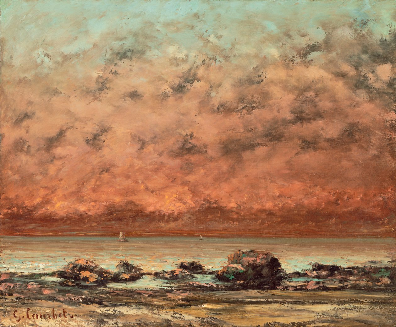 The Black Rocks at Trouville, 1865-66 av Gustave Courbet
