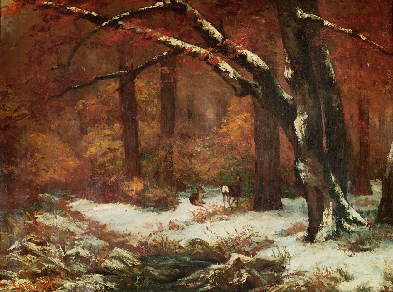Hjorten trekker seg tilbake av Gustave Courbet