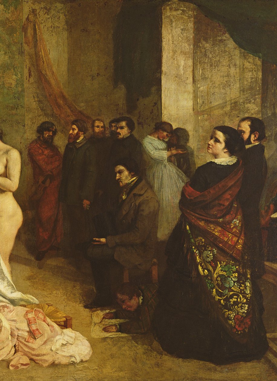 The Studio of the Painter, a Real Allegory, 1855 olje på lerret detalj fra 19190 av Gustave Courbet