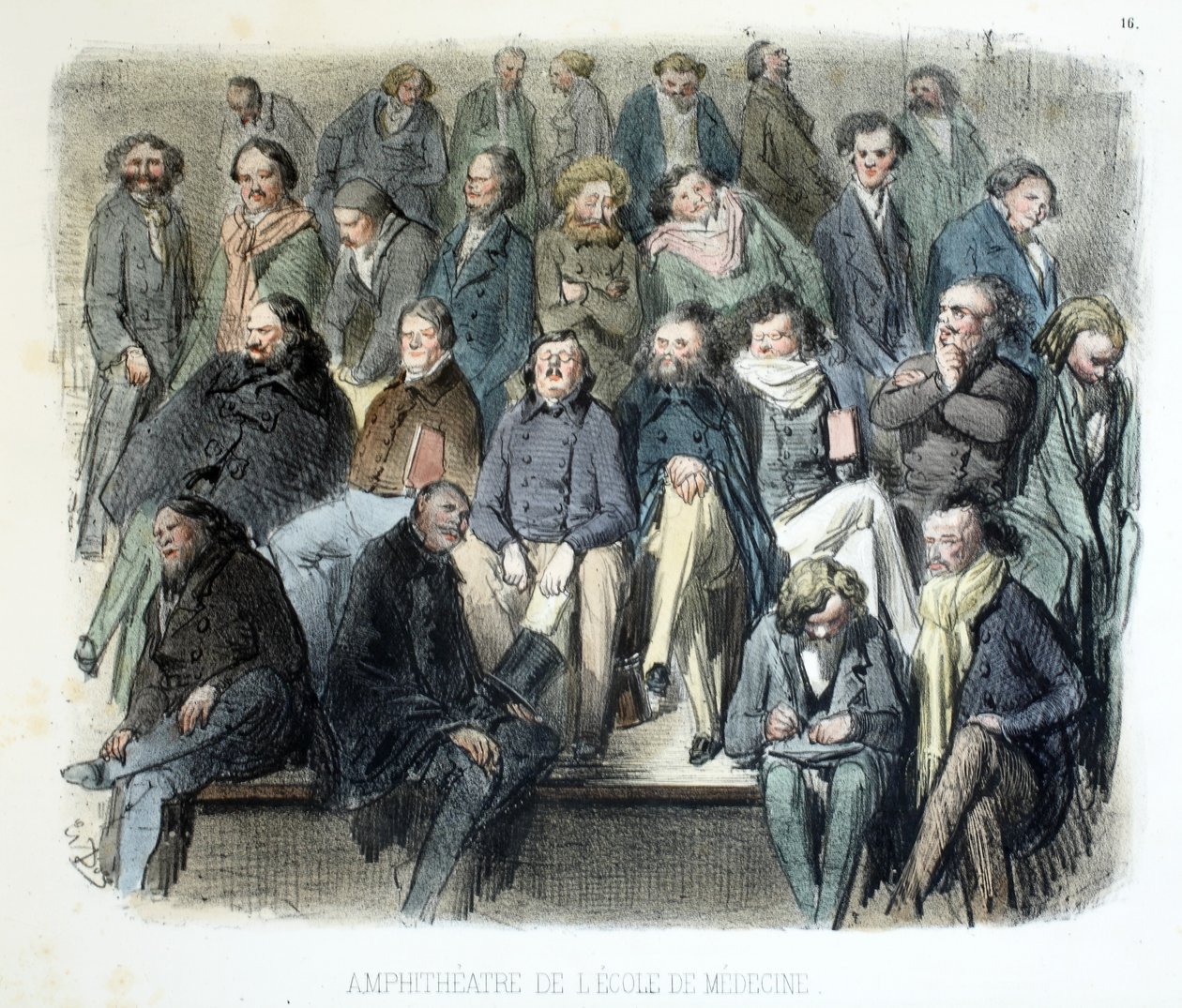 Amfiteater ved School of Medicine, De forskjellige publikummere i Paris, 1854 av Gustave Dore