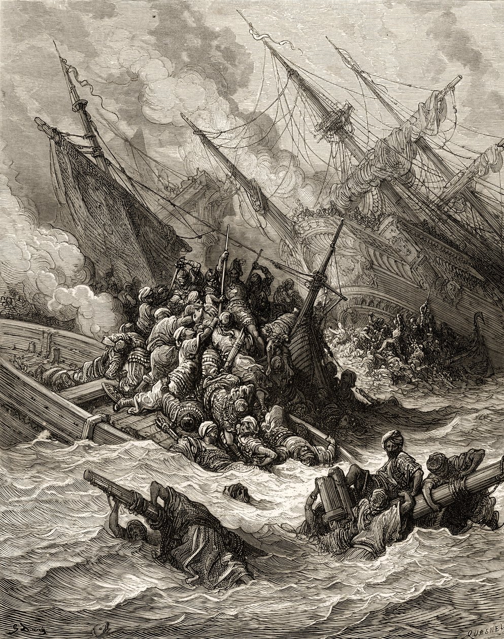 Slaget ved Lepanto i 1571, illustrasjon fra 