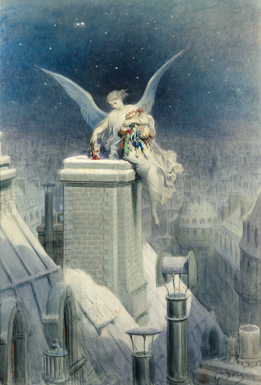 Julaften (wc og gouache på papir) av Gustave Dore