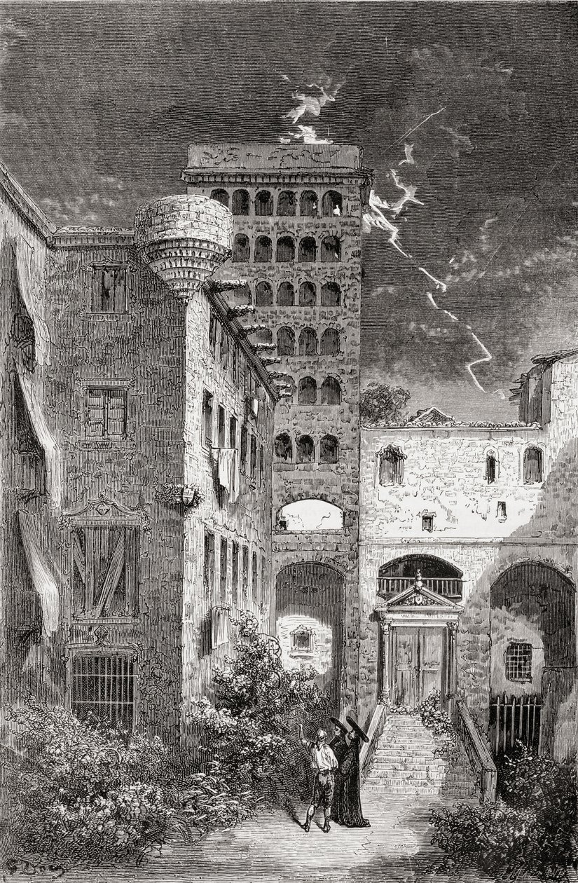 El Palacio de la Inquisicion på 1800-tallet, 1878 (tregravering) av Gustave Dore