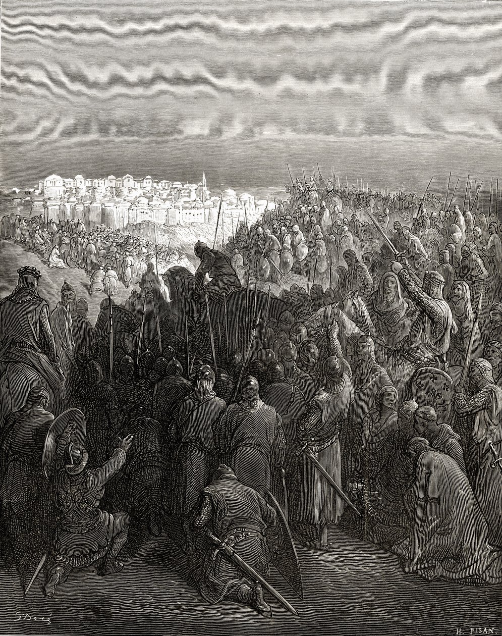 Entusiasme fra korsfarerne i Konstantinopel i 1204, illustrasjon fra 