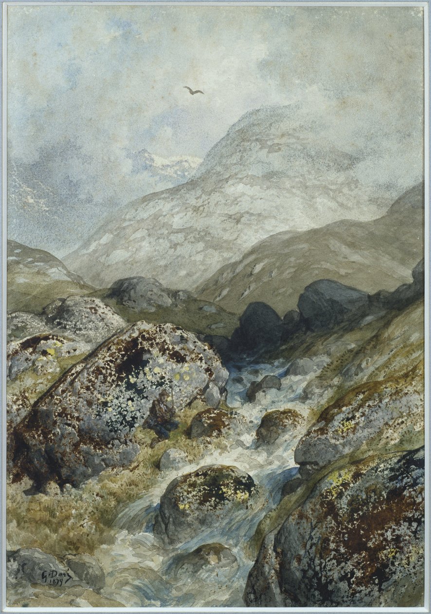Fiske i fjellet (wc og gouache) av Gustave Dore