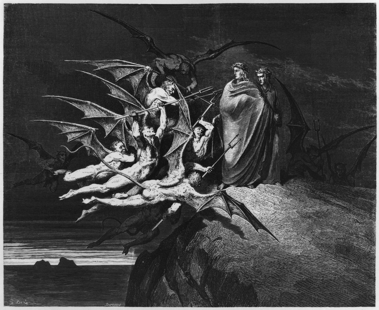 Illustrasjon fra 'The Divine Comedy' (Inferno) av Dante Alighieri (1265-1321) Paris, utgitt 1885 av Gustave Dore