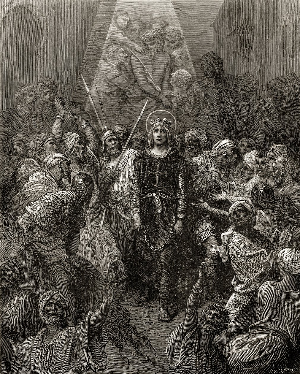 Kong Louis IX (1214-70) fange i Egypt, illustrasjon fra 