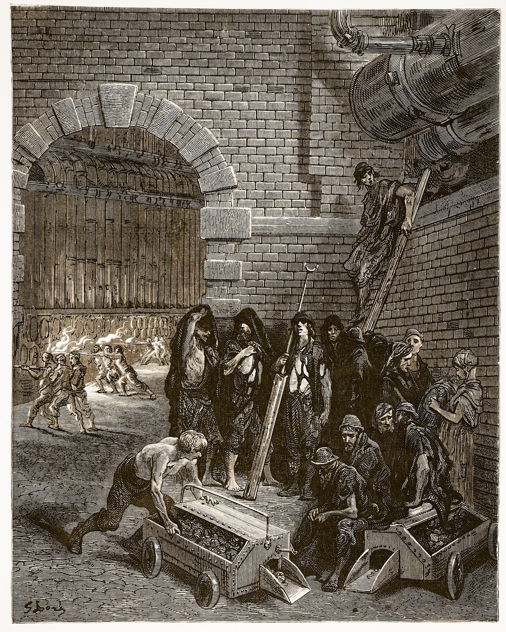 Lambeth Gas Works, fra 'London, a Pilgrimage', skrevet av puben William Blanchard Jerrold (1826-84). 1872 av Gustave Dore