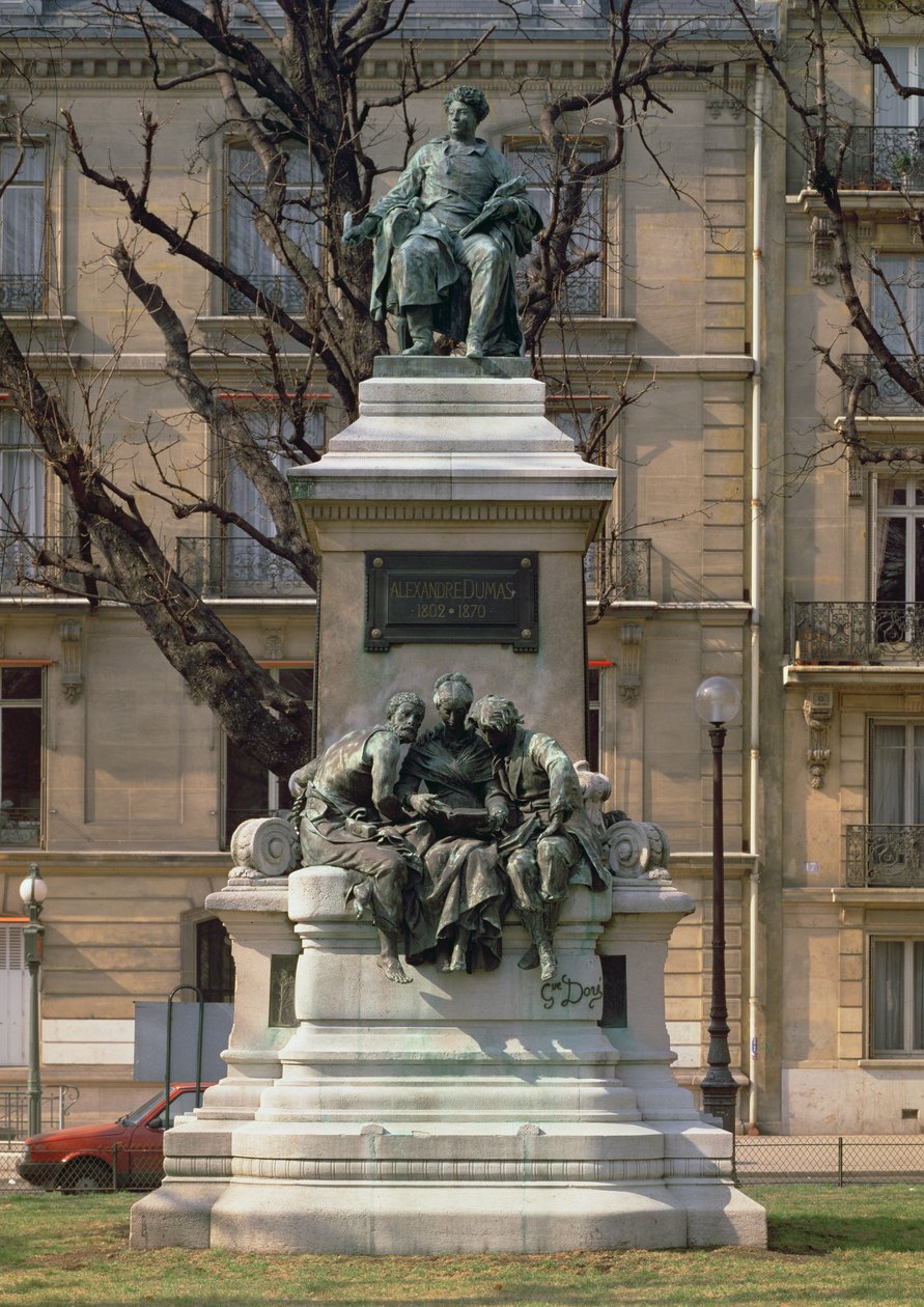 Monument til Alexander Dumas pere (1802-70) fransk romanforfatter og dramatiker, 1883 (stein og bronse) av Gustave Dore