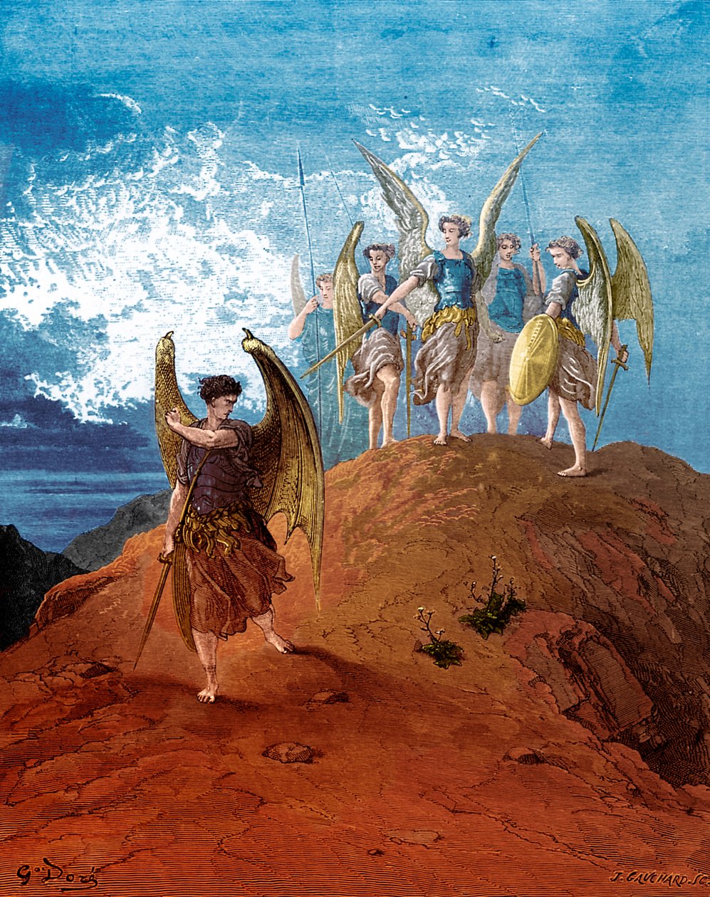 Paradise Lost: Satan er erobret. av Gustave Dore