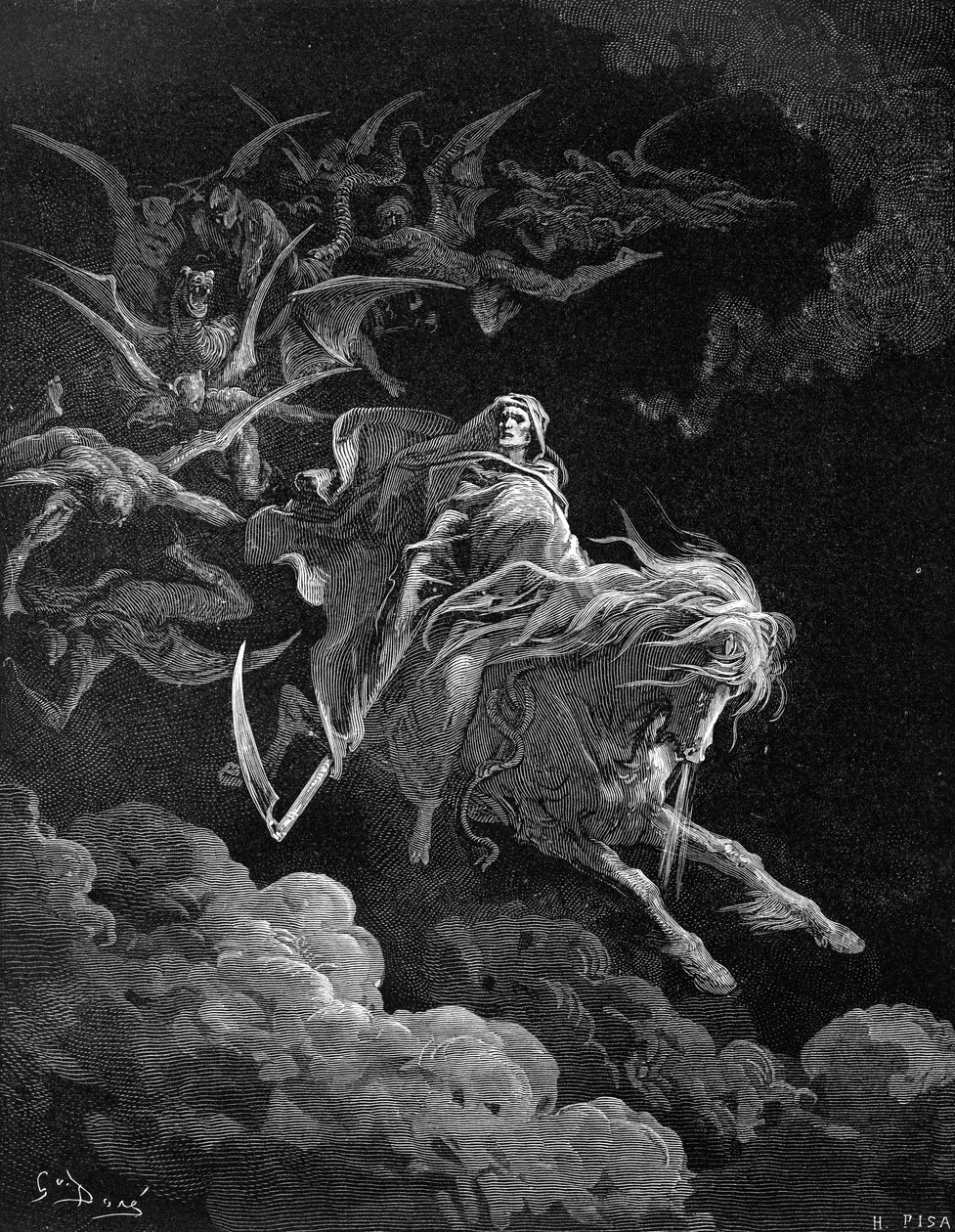 Åpenbaring: Vision of Death, av Gustave Doré. - Bibelen av Gustave Dore