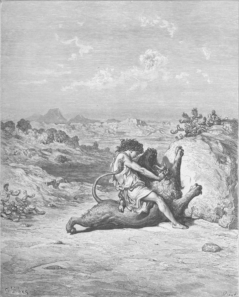Samson Slays a Lion av Gustave Dore
