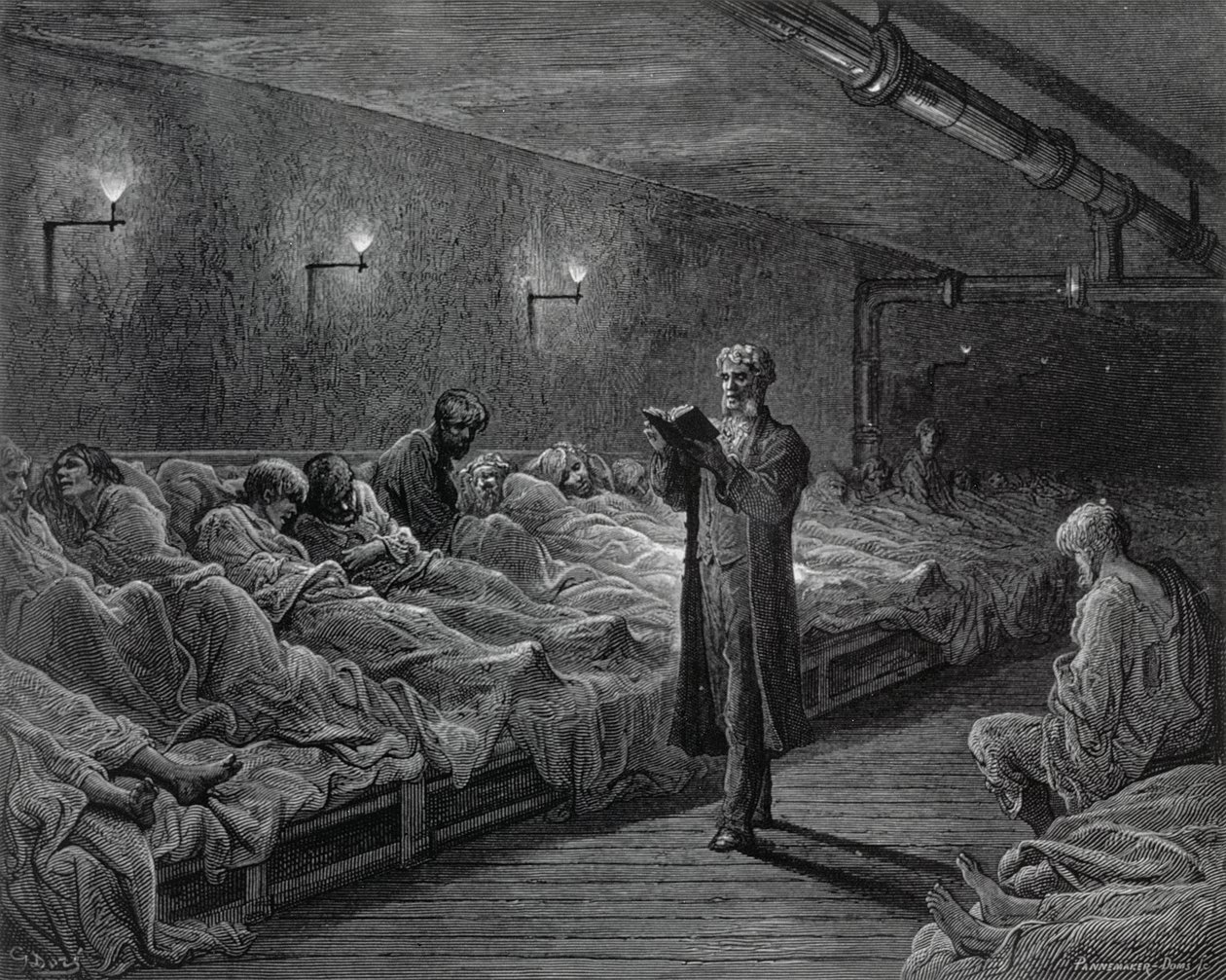 Scripture Reader in a Night Refuge, fra 